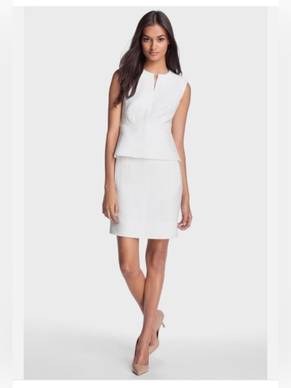 DVF Delian canvas linen peplum dress